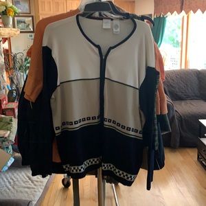 Cream, white, and  Black Zip up